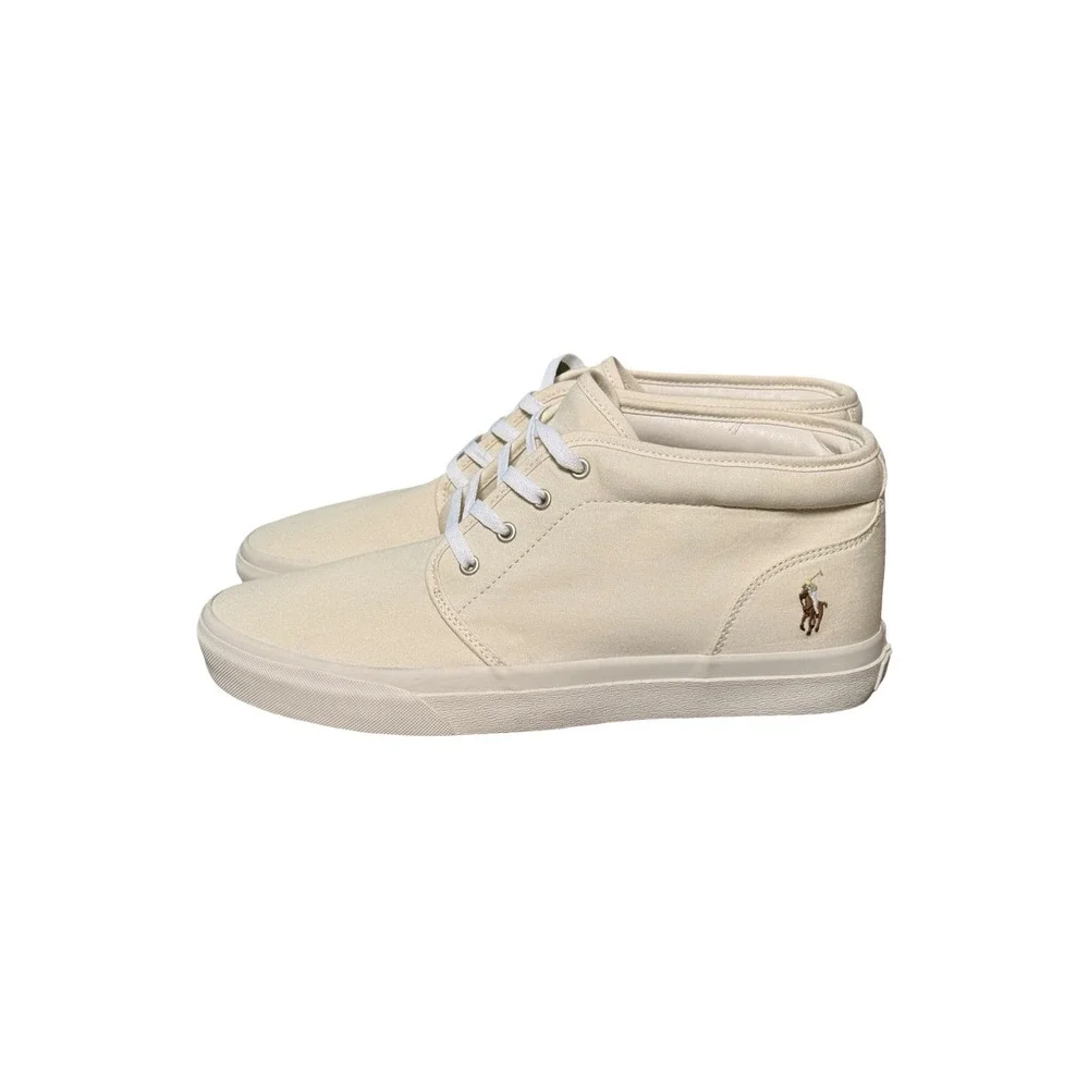 Polo Ralph Lauren Keaton Chukka Sneaker Cream‎ Canvas Multicolor Pony Mens 12